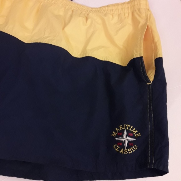 Bundle “3 x $20" Oceanside Mens 100% Cotton Yellow/Blue Swim Trunks Size L 36/38 - Picture 1 of 6
